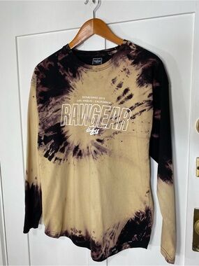 RAWGEAR Men's Long Sleeve Tie-Dye Tee in Beige and Black S